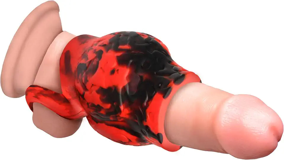 Silicone Girth Enhancer with Ball Strap, Red & Black Large M8340