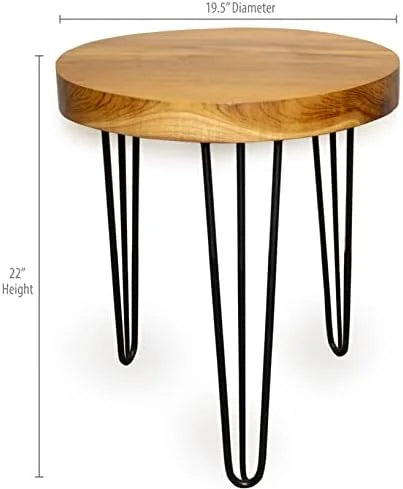 Natural Teak Wood Round Accent End Table L644