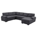 Dark Gray 5-Seat Fabric Sleeper Sectional Sofa with Storage E190