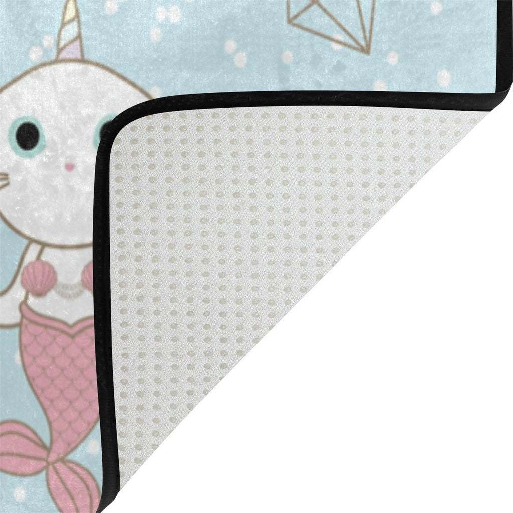 Cute Cat Unicorn Mermaid Lightweight Area Rug I430350