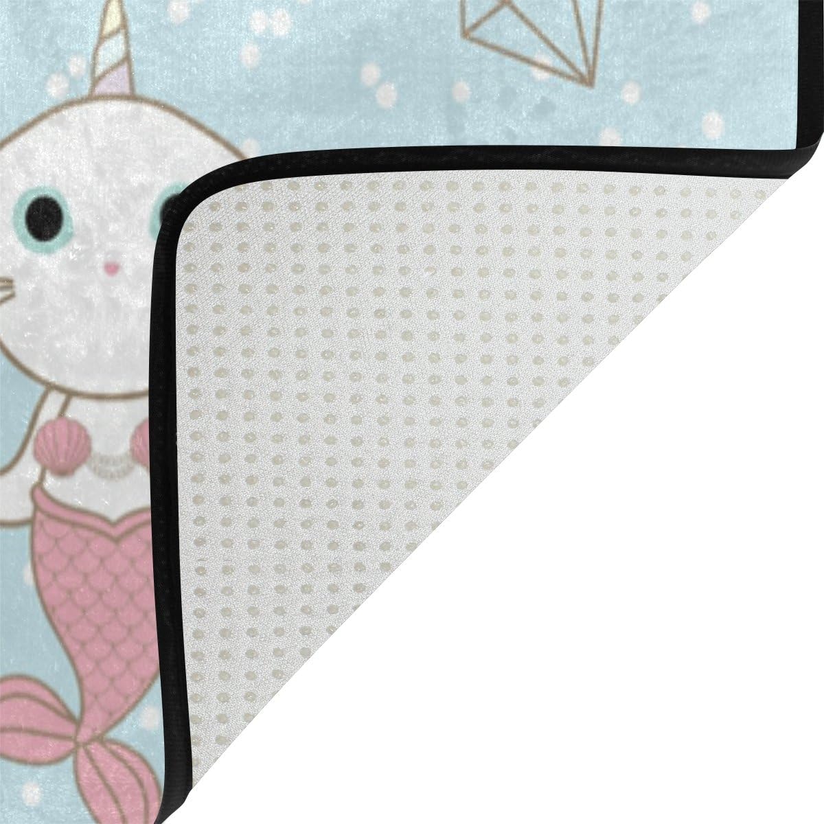 Cute Cat Unicorn Mermaid Lightweight Area Rug I430350