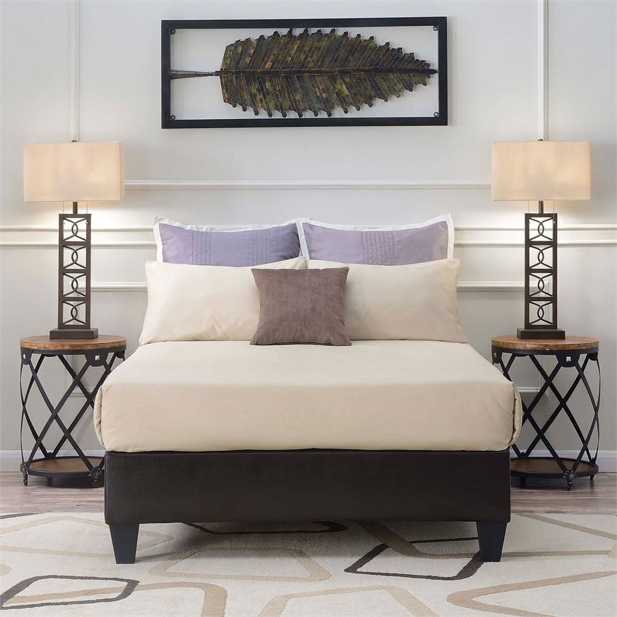 Upholstered Mahogany Full Platform Bed B6209