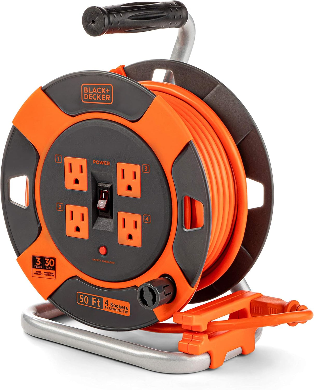 75 ft 14AWG SJTW Retractable Extension Cord with 4 Outlets V515972