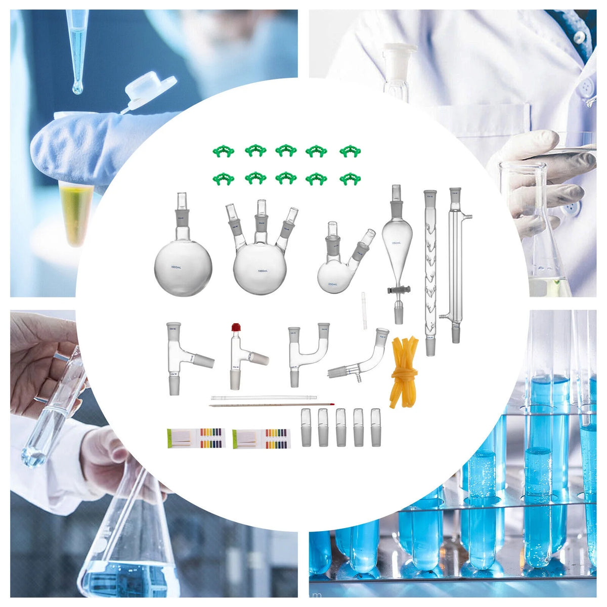 29 Pcs High Borosilicate Glass Lab Glassware Kit L406