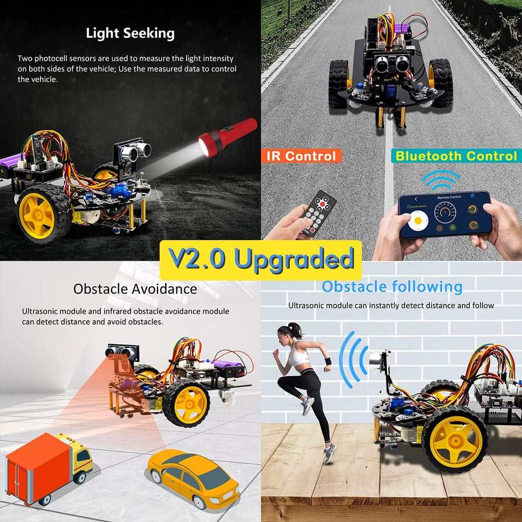 Smart Robot Car 2WD Chassis Kit V2 with Ultrasonic Module G653