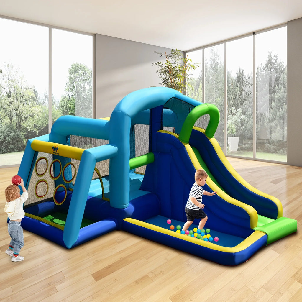 Inflatable Bouncer Climbing Bounce House Kids Slide Park Ball Pit with 550W Blower H339919