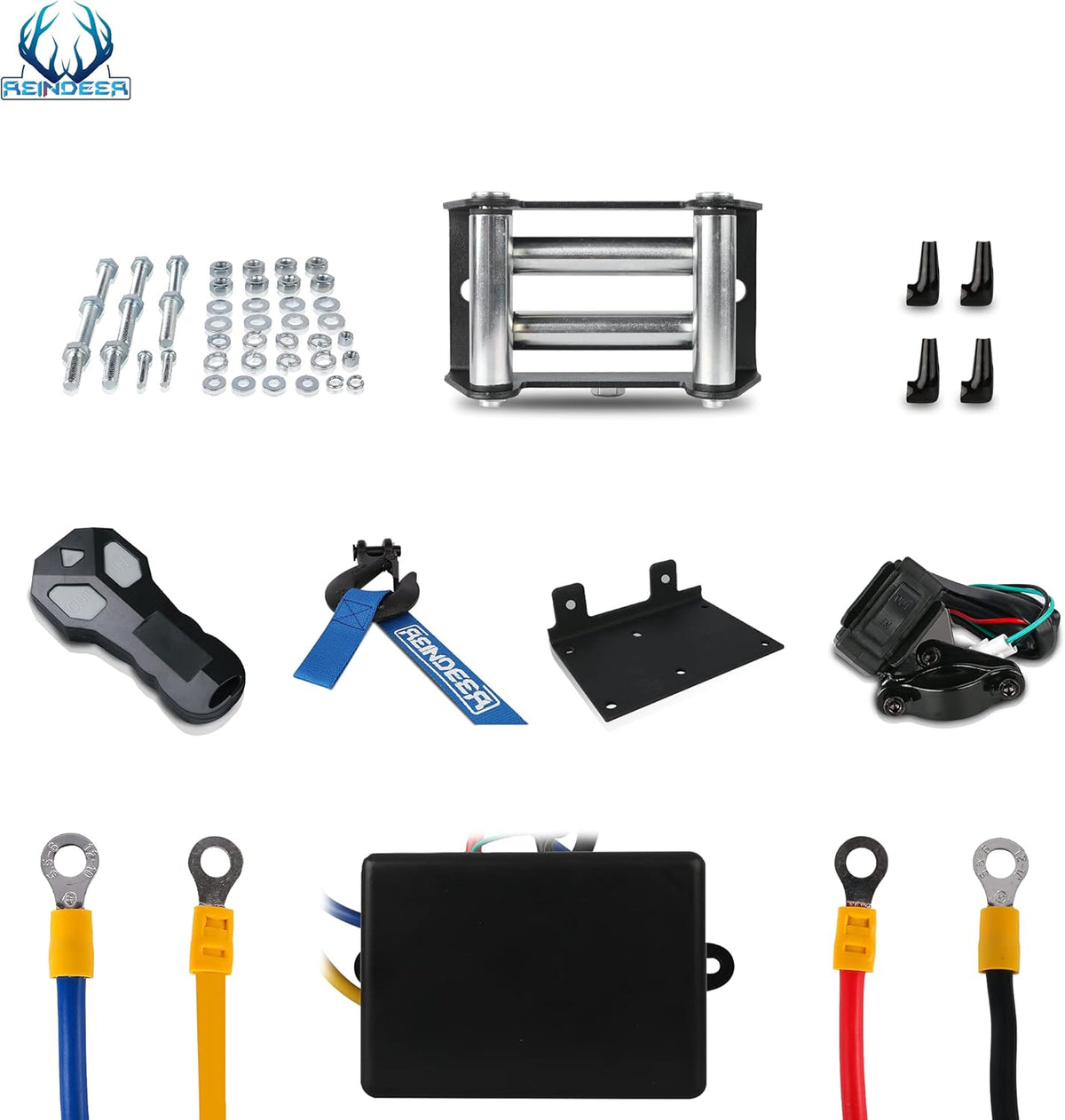 12V 3000 lb Electric Winch Kit with Steel Cable Wire Rope Waterproof IP67 Q7582