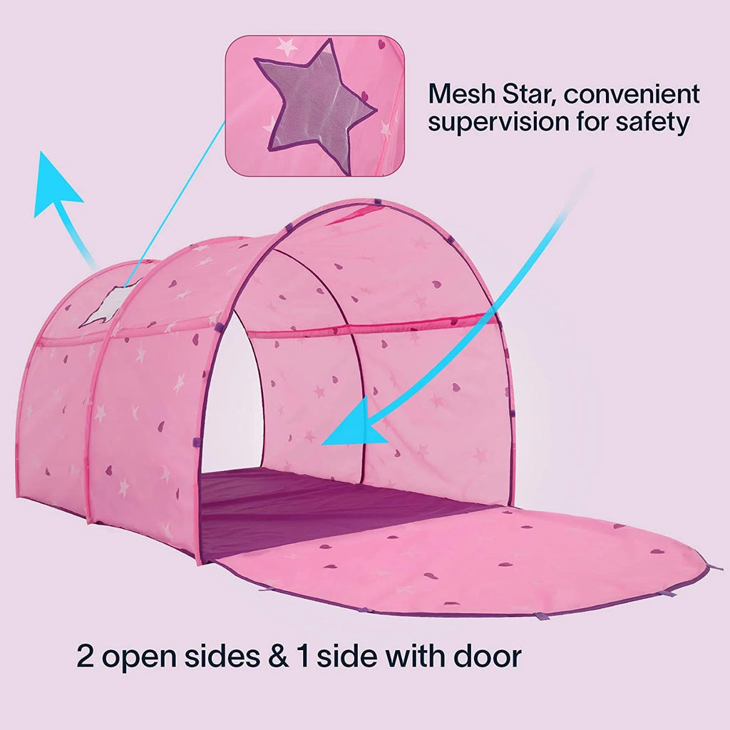 Pink Kids Bed Tent Canopy Sleeping Curtains 58'' x 35'' x 40''H T66023