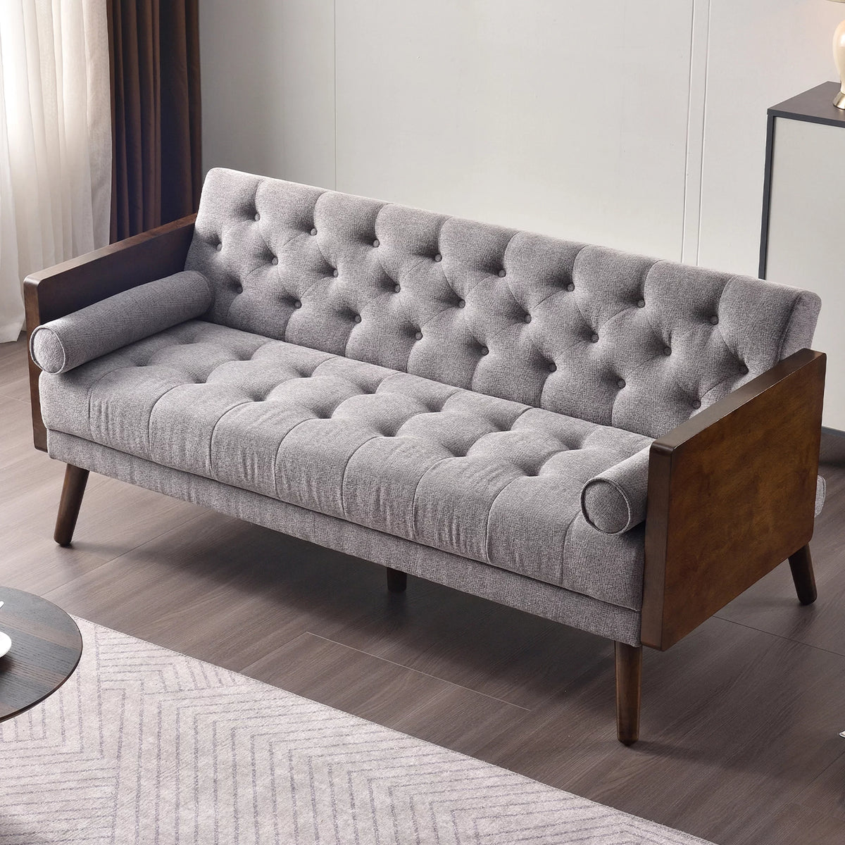 70 inch Grey Chenille Convertible Futon Sofa Bed E10466