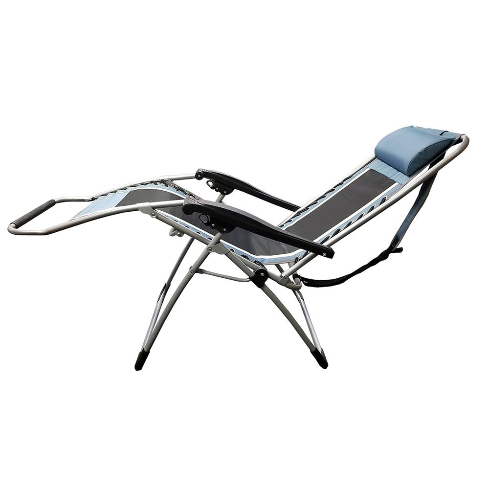 Blue/Grey Outdoor Recliner with Carry Strap J1619