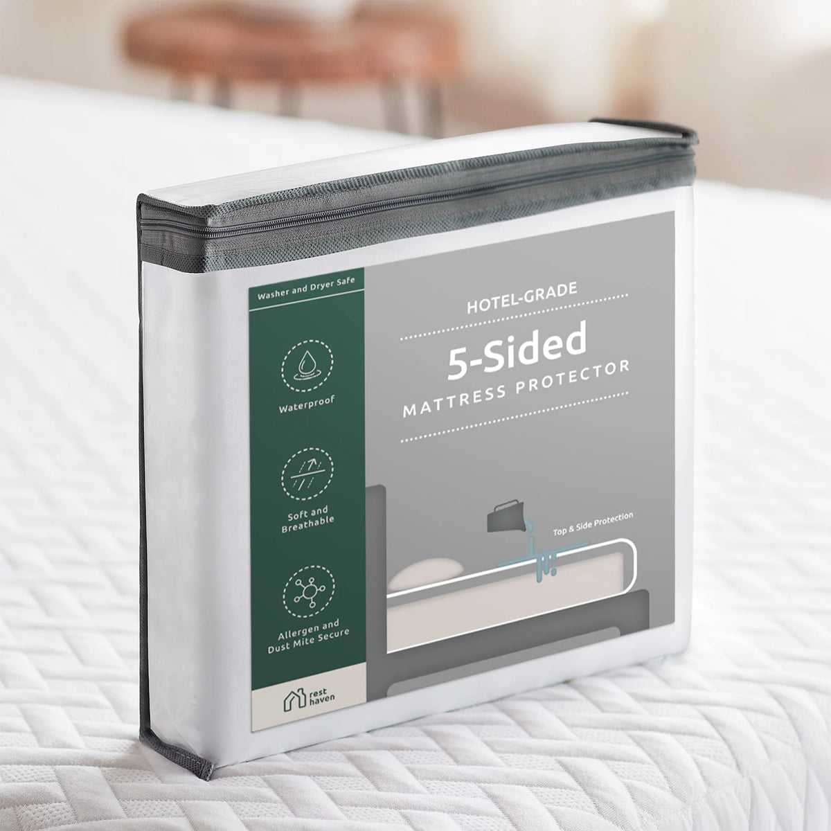 5-Sided Fitted Mattress Protector, Twin-XL L1114