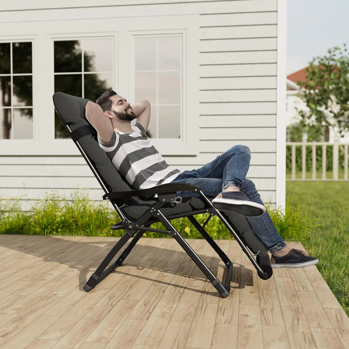 Oversized Zero Gravity Chair Set of 2 Dark Gray H776071