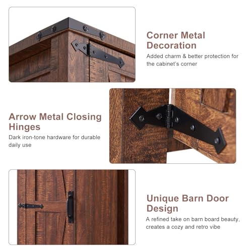 32'' Dark Rustic Oak Storage Cabinet with Adjustable Shelves B653