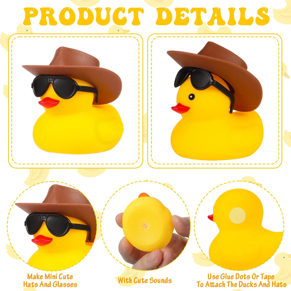 12 Pack Cowboy Rubber Duck with Hat and Sunglasses R4503