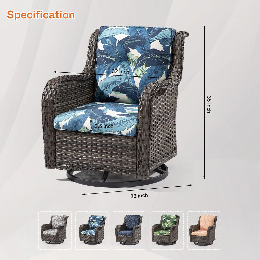 2 Pieces Wicker Swivel Chair with Cushions V387857