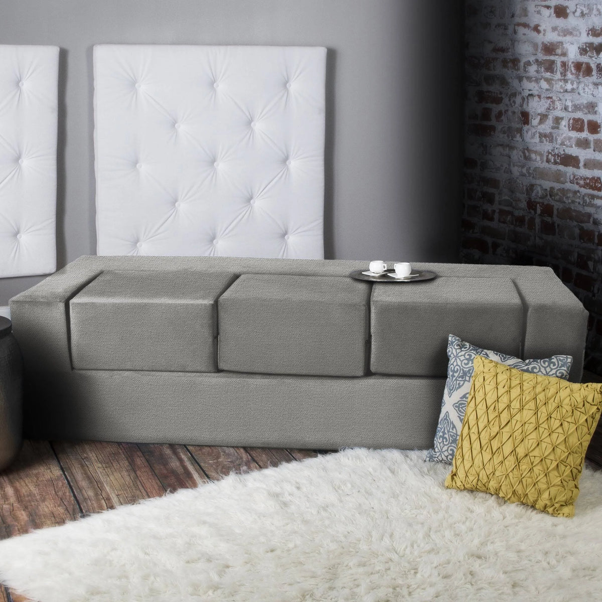 California King Convertible Sleeper Sofa and Ottomans Sand Q603361