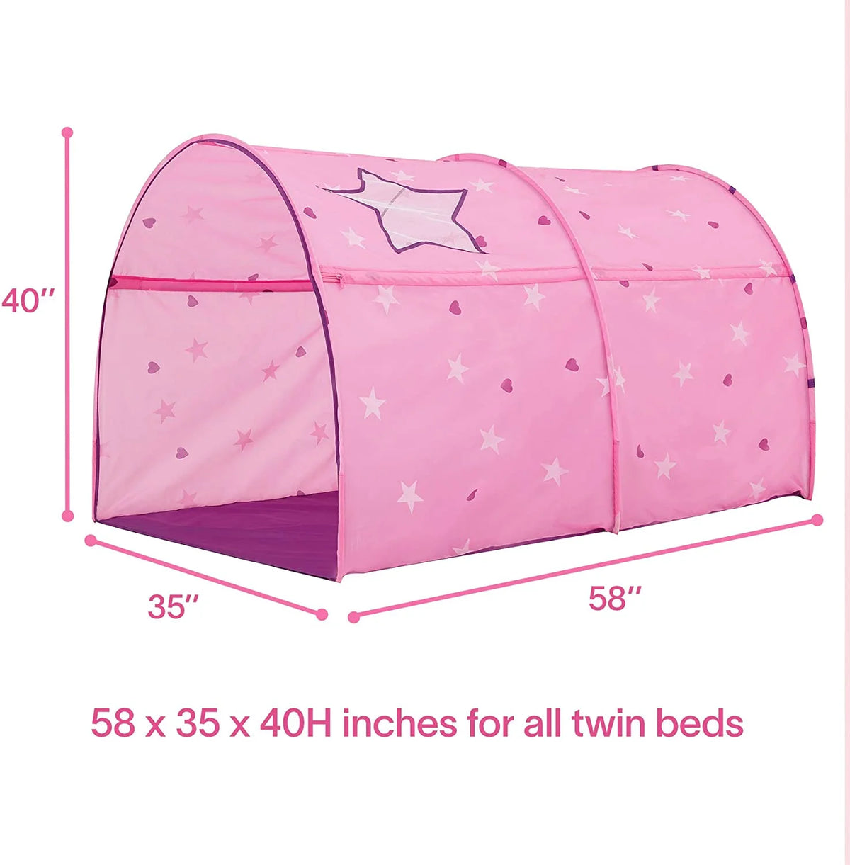 Pink Kids Bed Tent Canopy Sleeping Curtains 58'' x 35'' x 40''H T66023