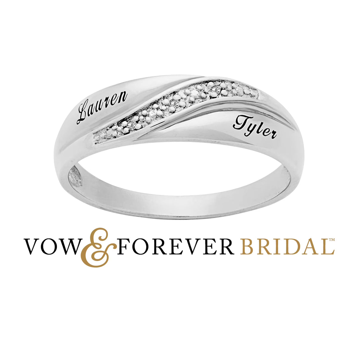 Platinum over Sterling Silver Men's Diamond Accent Engraved Wedding Band D259