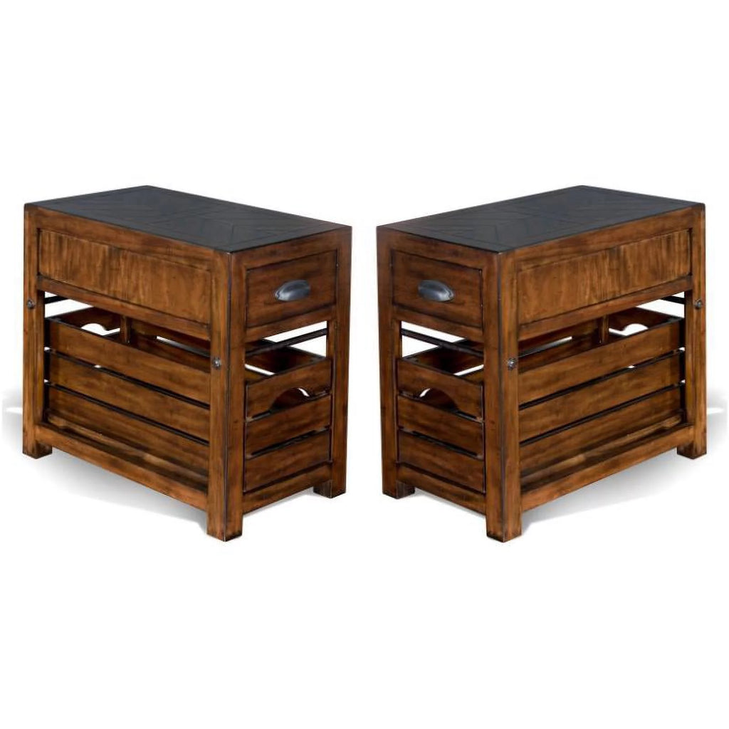 15" Mahogany Wood Chair Side Table Set of 2 N1255