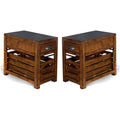 15" Mahogany Wood Chair Side Table Set of 2 N1255