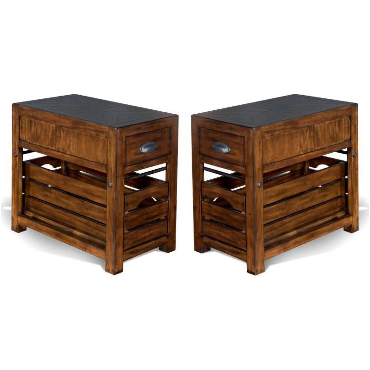 15" Mahogany Wood Chair Side Table Set of 2 N1255