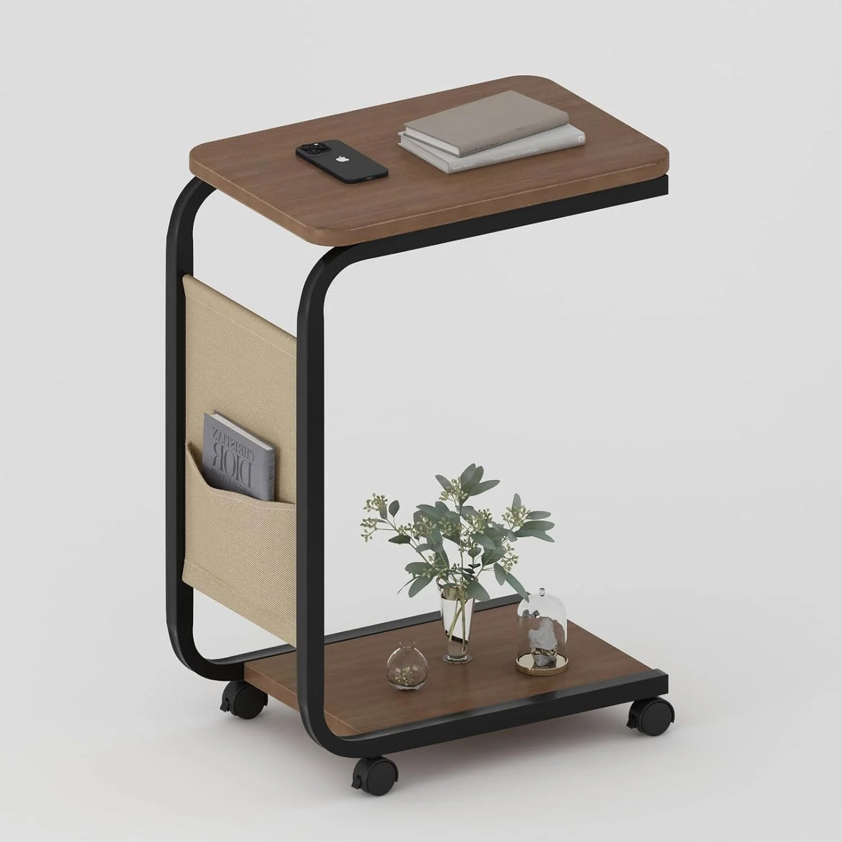 C-Shaped End Table with Double Layer Shelves P491177