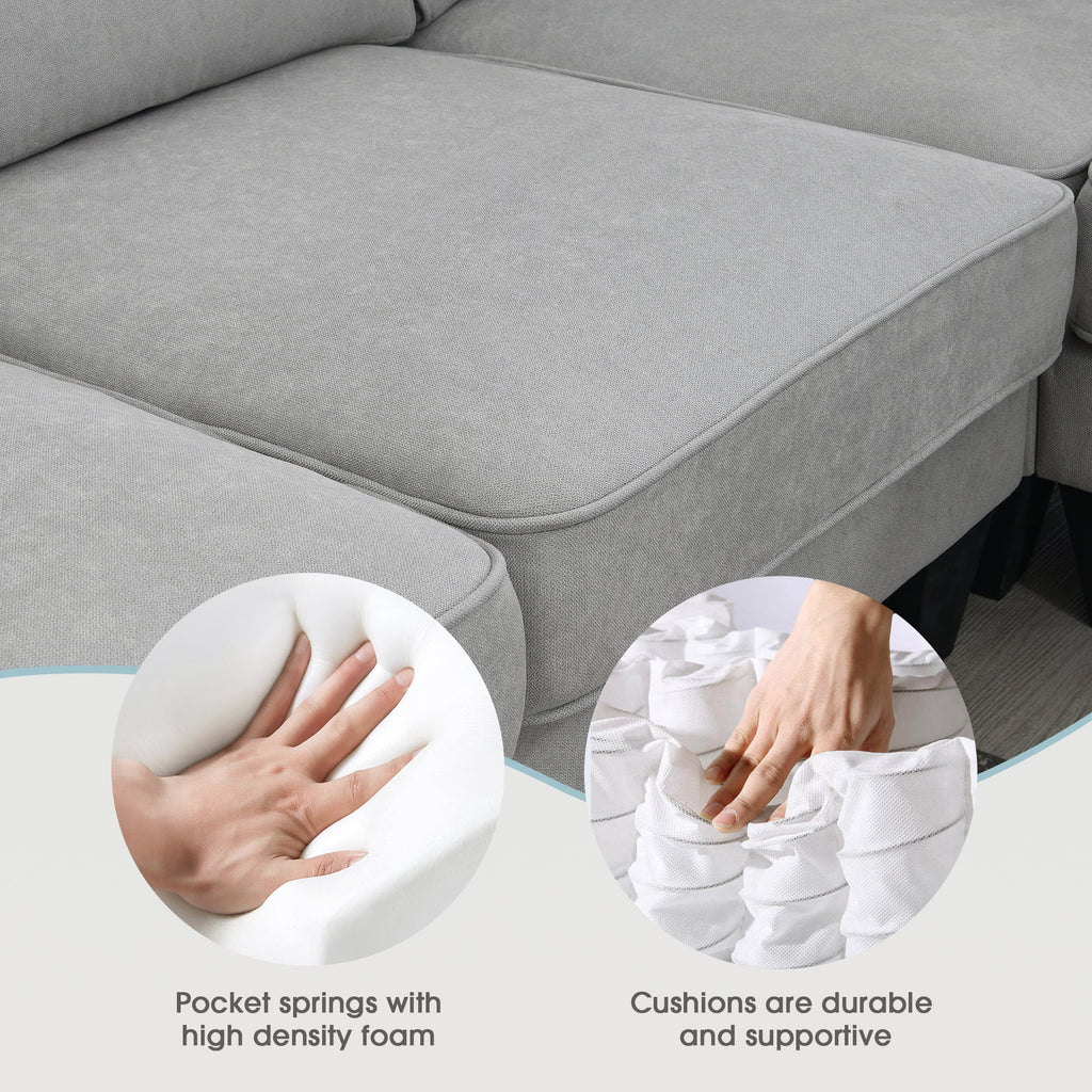 7 Seat Fabric U Shape Sectional Sofa with 3 Pillows Y42782