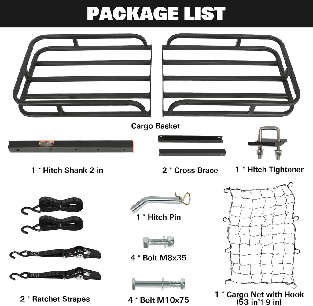 Hitch Mount Cargo Carrier with Net and Strap T88643