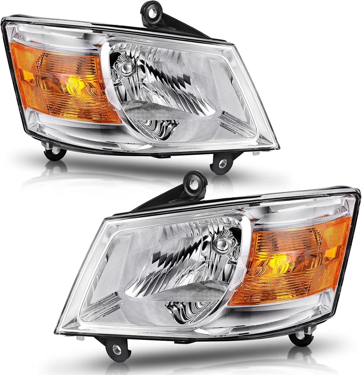 Chrome Housing Amber Reflector Clear Lens Headlight Assembly J256576