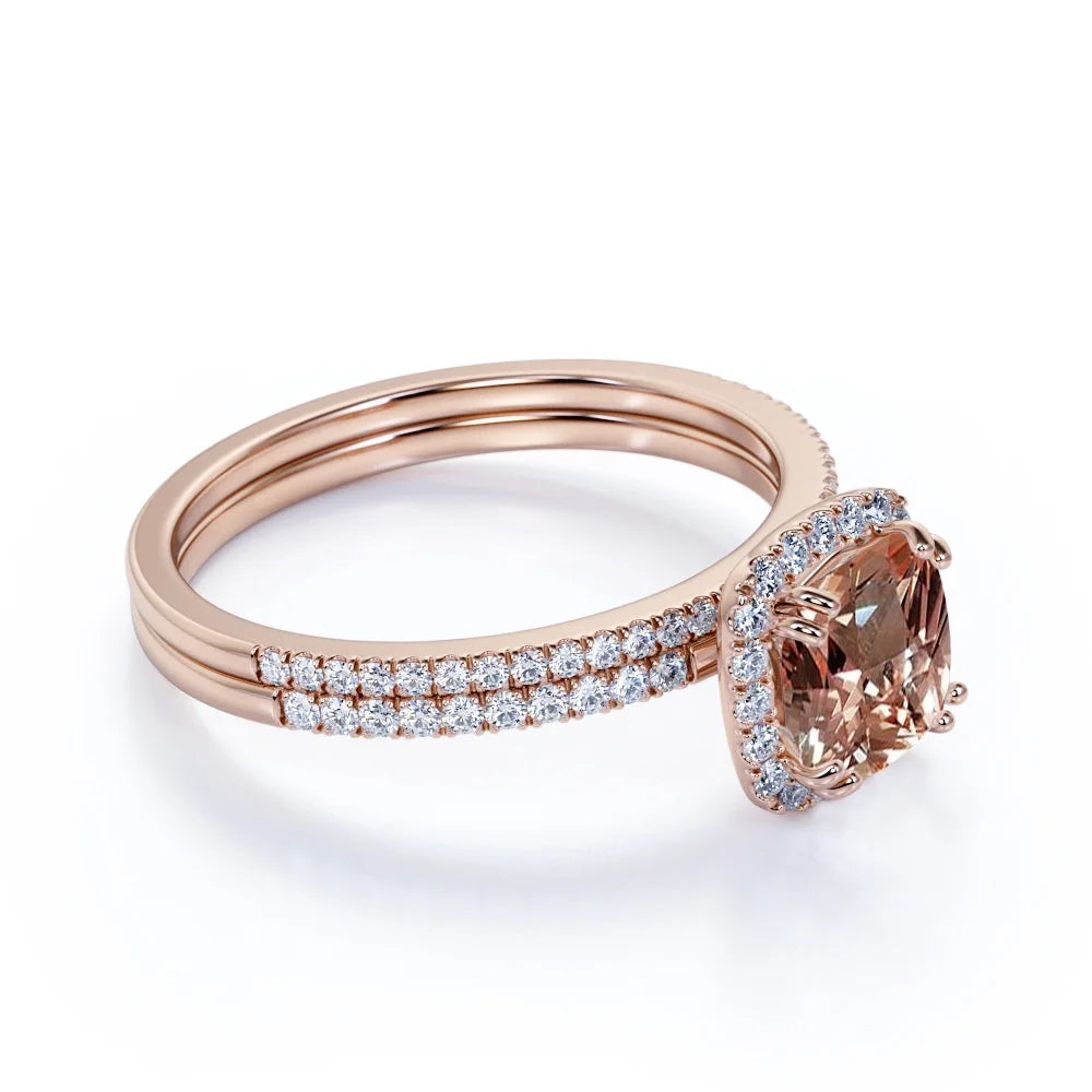 18k Gold Over Silver Bridal Wedding Ring Set L6153