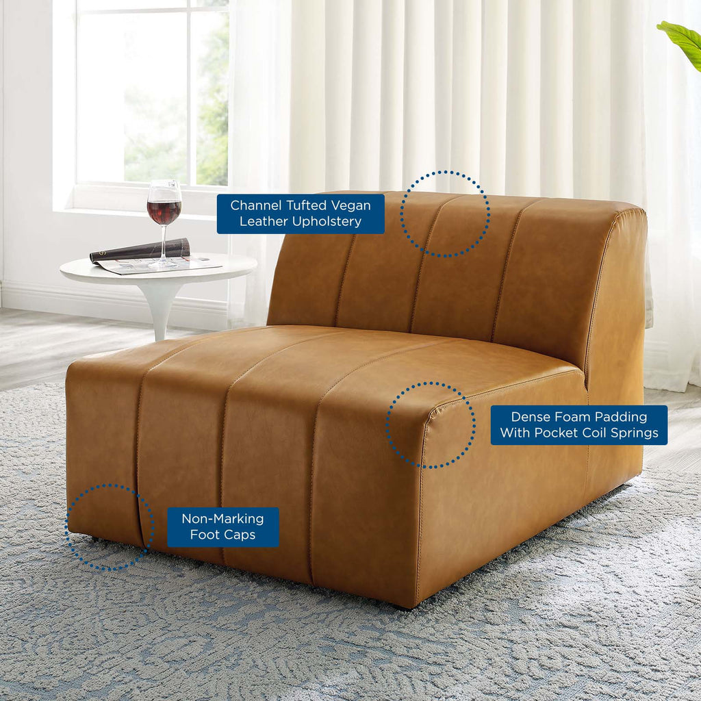Tan Faux Vegan Leather Sofa Middle Chair O281850