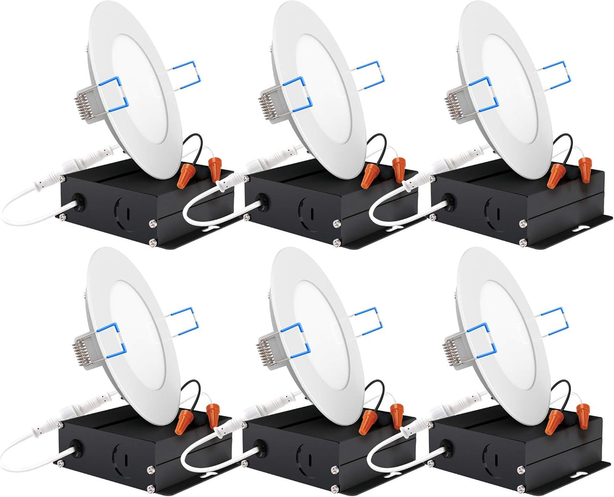 6 Pack 6 Inch Ultra Thin LED Recessed Ceiling Lights, 3000K Warm White, Dimmable 14W, 850 LM U219222