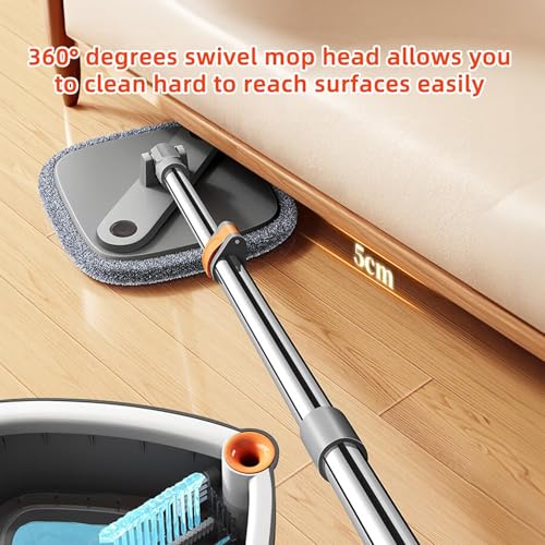 Spin Mop and Bucket Set with 2 Microfiber Mop Pads D8404