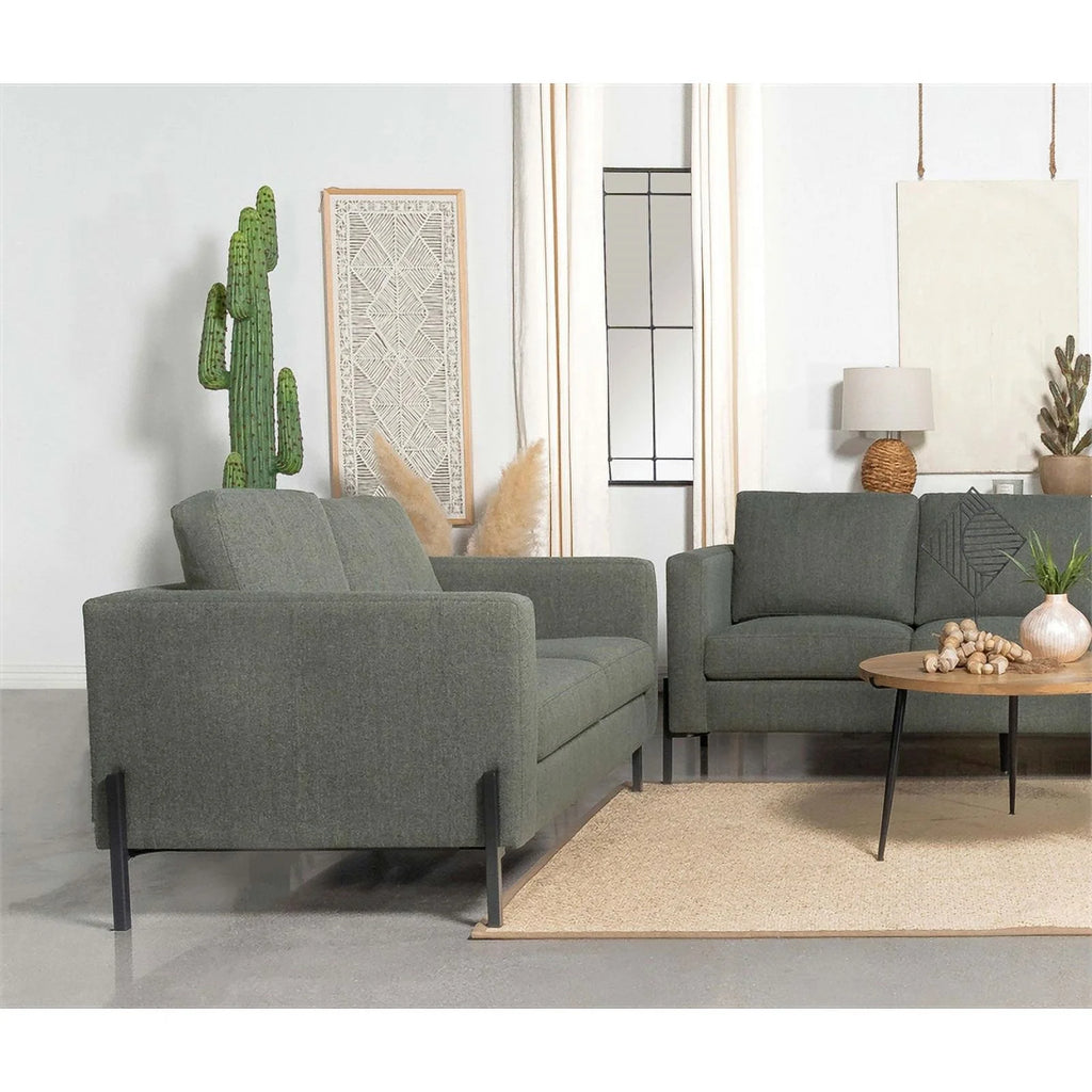 Sage Upholstered Fabric Loveseat with Track Arms I5663