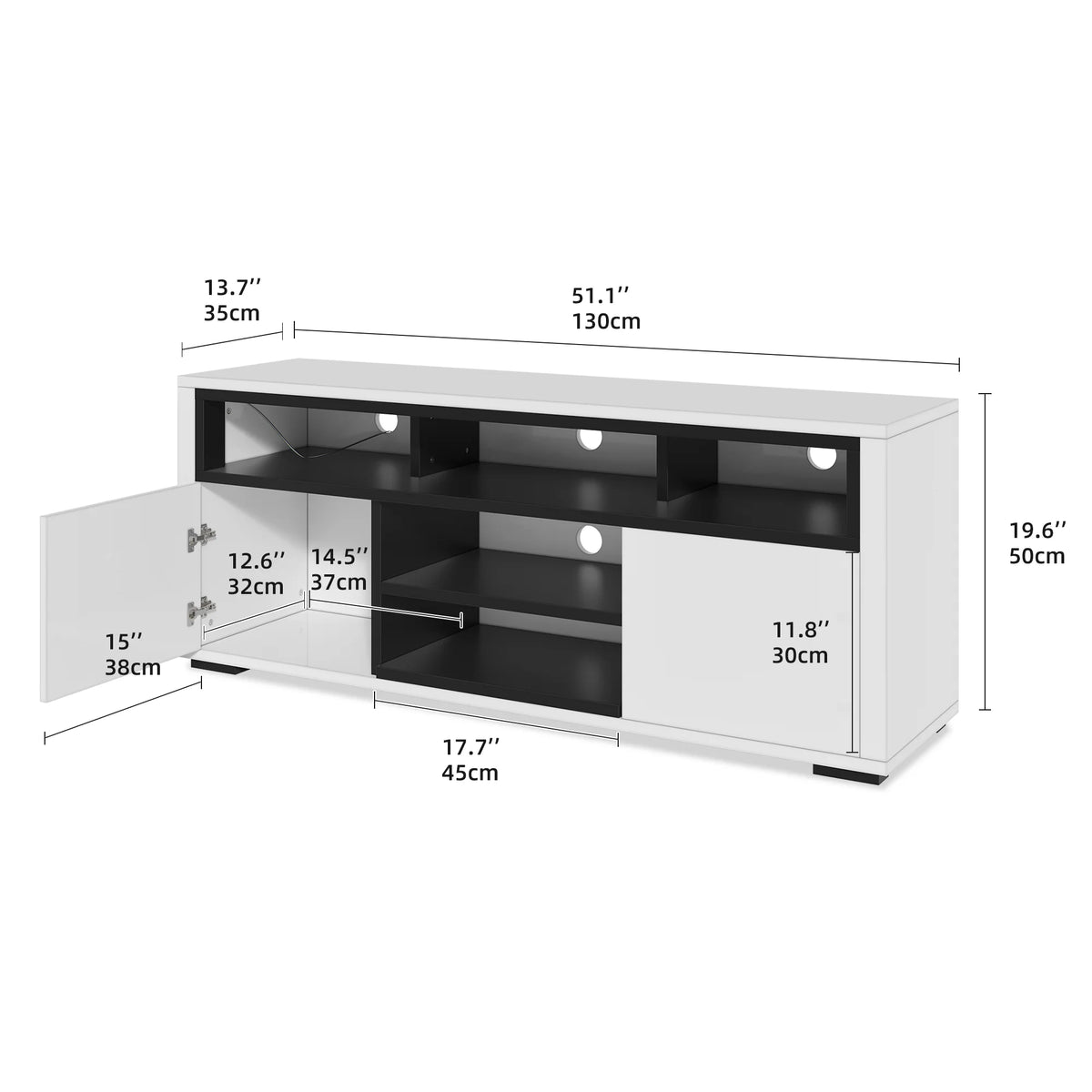 White High Gloss TV Stand with LED Lights I20775