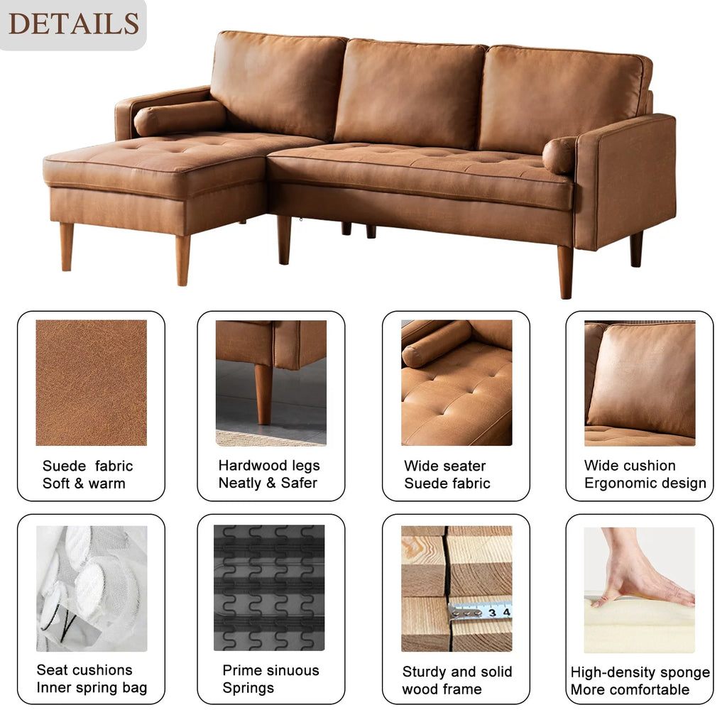 83 L Shaped Faux Leather Sectional Couch with Chaise E973044