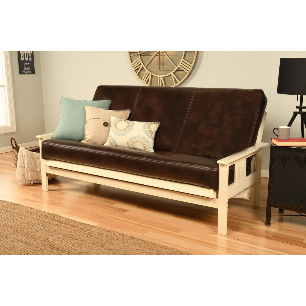 Antique White Sofa with Faux Leather Mattress Cover C13118