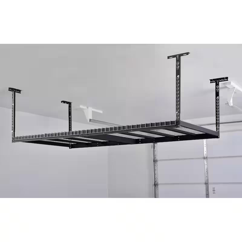Adjustable Height Garage Overhead Ceiling Storage Rack Black C189714